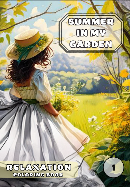 Summer in My Garden Coloring Book – Relaxation Coloring Book – Printable PDF Coloring for Stress Relief & Mindfulness, 50 pages, digital PDF