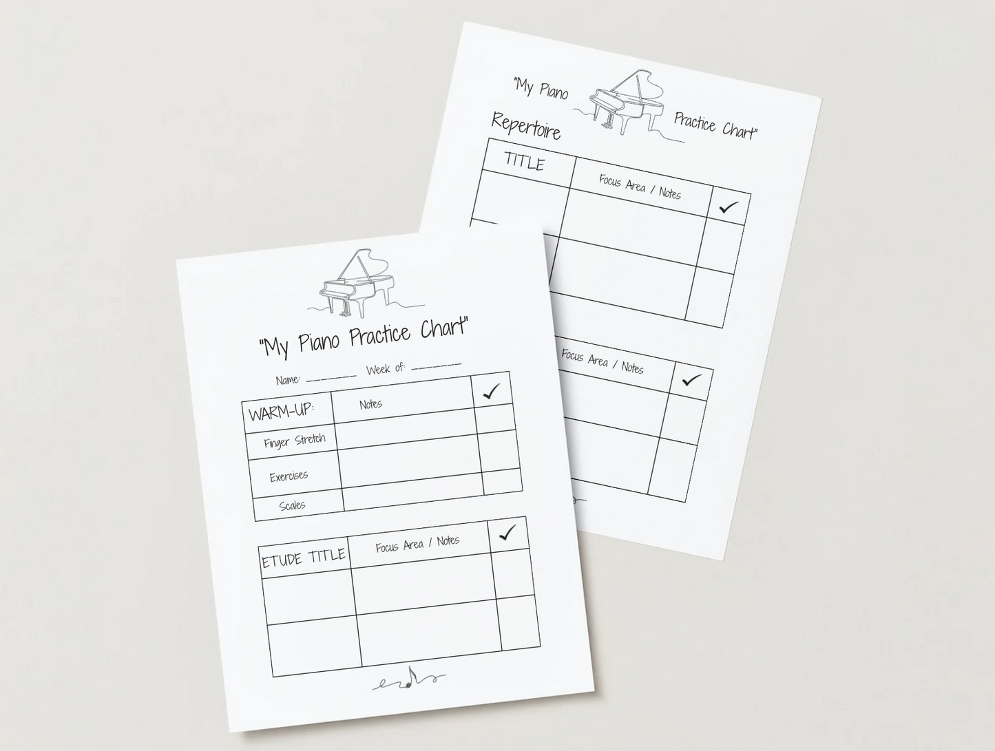 Editable Piano Practice Planner – Weekly & Monthly Music Charts, Warm-Ups, Repertoire, Goals – Canva Template - Digital Product