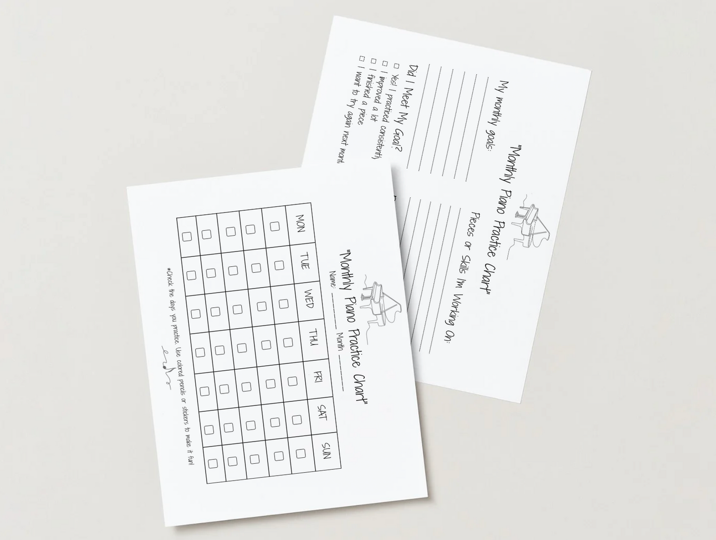 Editable Piano Practice Planner – Weekly & Monthly Music Charts, Warm-Ups, Repertoire, Goals – Canva Template - Digital Product