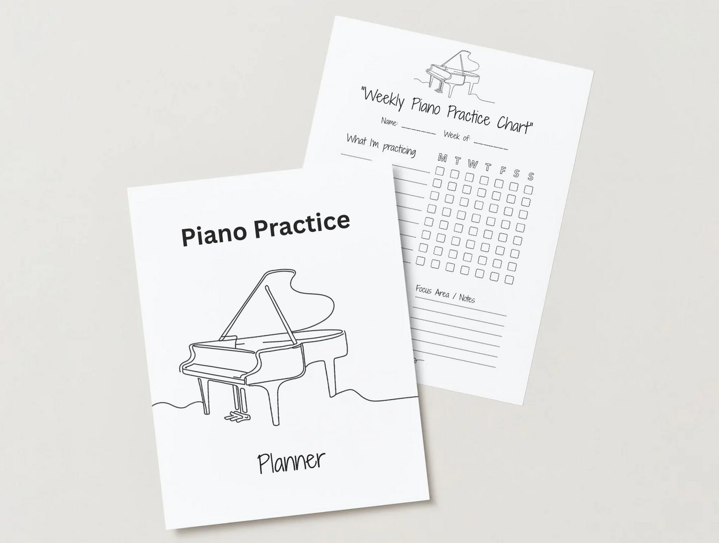 Editable Piano Practice Planner – Weekly & Monthly Music Charts, Warm-Ups, Repertoire, Goals – Canva Template - Digital Product