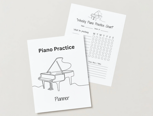 Editable Piano Practice Planner – Weekly & Monthly Music Charts, Warm-Ups, Repertoire, Goals – Canva Template - Digital Product